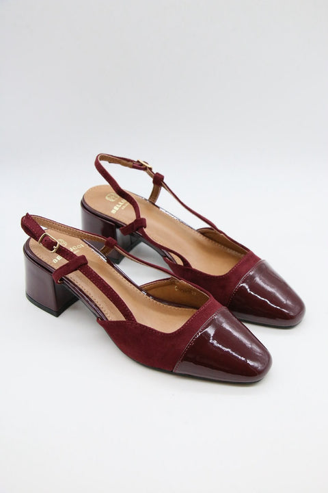 Escarpin Verni T-Strap - BORDEAUX