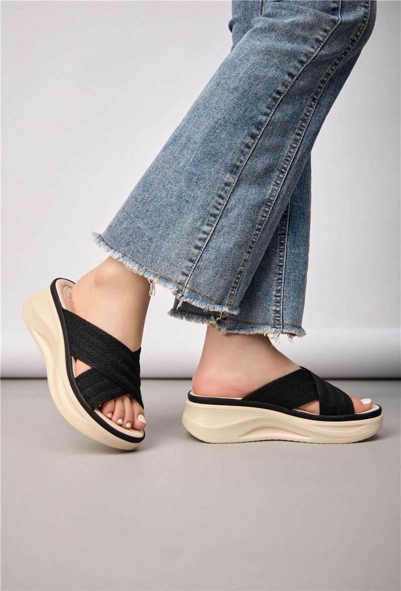 Sandales Nuage noires à brides croisées 5,5 cm — livraison Dakar, Sénégal