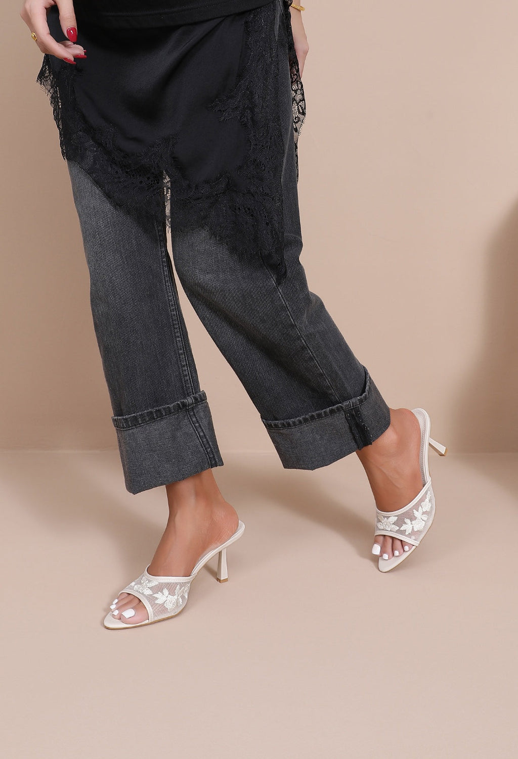 Mule Dentelle - BEIGE — chaussure femme disponible à Dakar, Sénégal