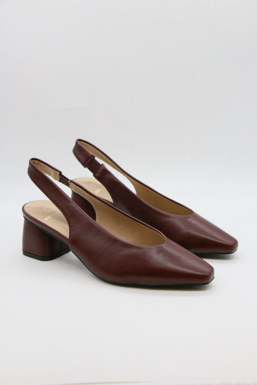 ESCARPIN À TALON CARRÉ-WINE RED — chaussure femme disponible à Dakar, Sénégal