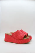 SANDALE COMPENSÉE TRESSÉE - RED — chaussure femme disponible à Dakar, Sénégal