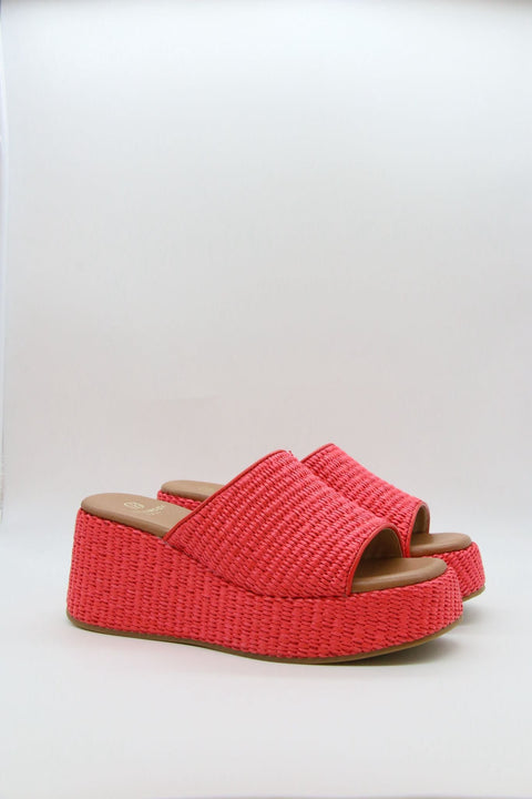 SANDALE COMPENSÉE TRESSÉE - RED