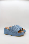 SANDALE COMPENSÉE TRESSÉE - BLUE — chaussure femme disponible à Dakar, Sénégal