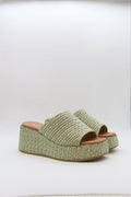 SANDALE COMPENSÉE TRESSÉE - GREEN — chaussure femme disponible à Dakar, Sénégal