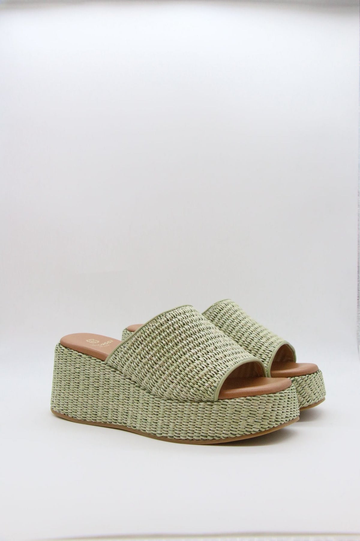 SANDALE COMPENSÉE TRESSÉE - GREEN — chaussure femme disponible à Dakar, Sénégal