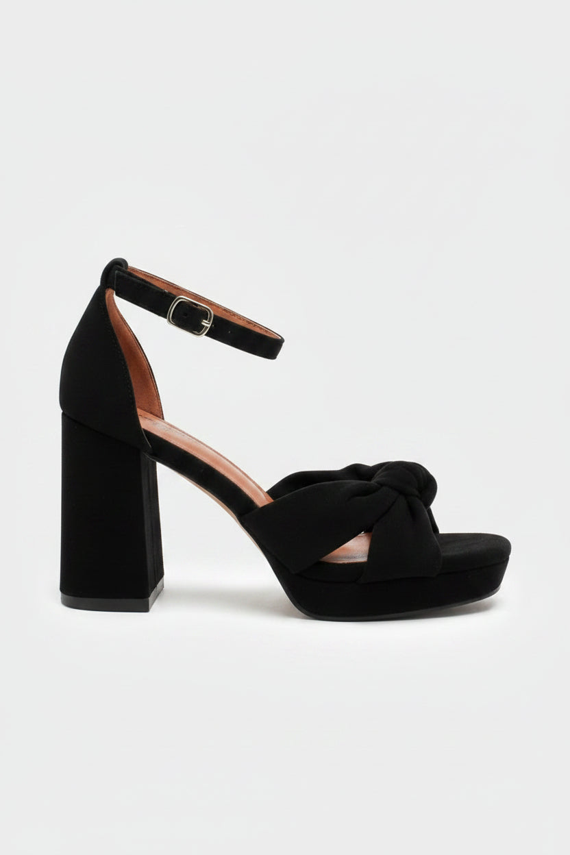Sandales à nœud noires à talon 8 cm pour femme — livraison Dakar, Sénégal