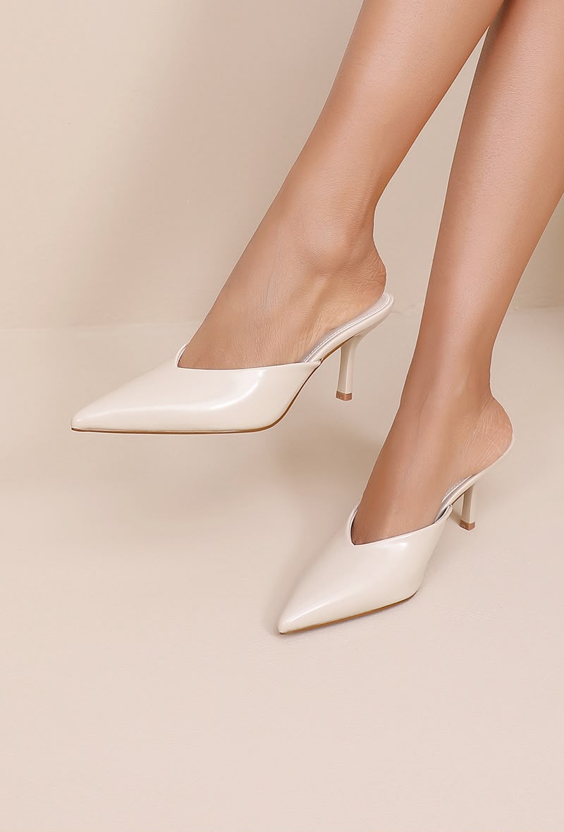Mules pointues beiges à talon 6 cm pour femme — livraison Dakar, Sénégal