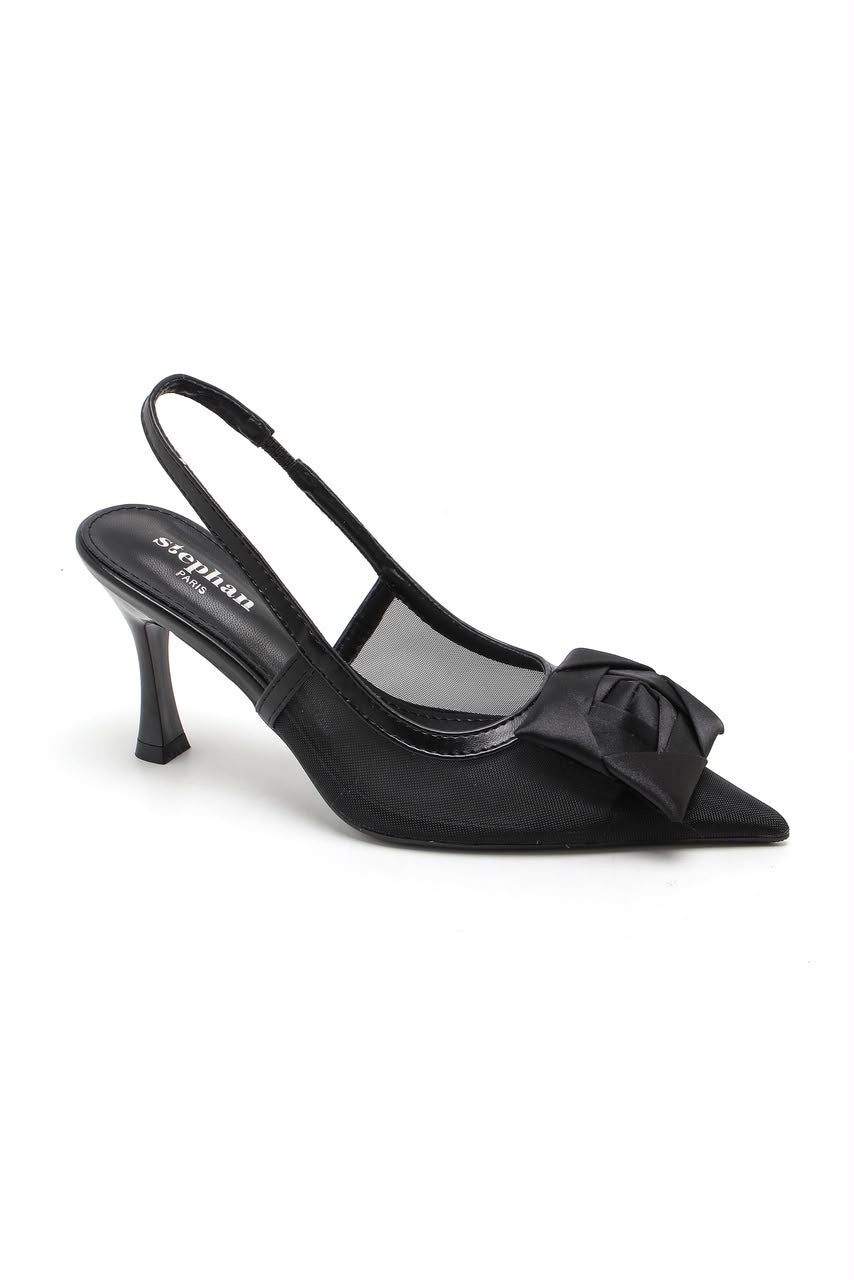 Escarpins slingback noirs à nœud et talon 6 cm — livraison Dakar, Sénégal