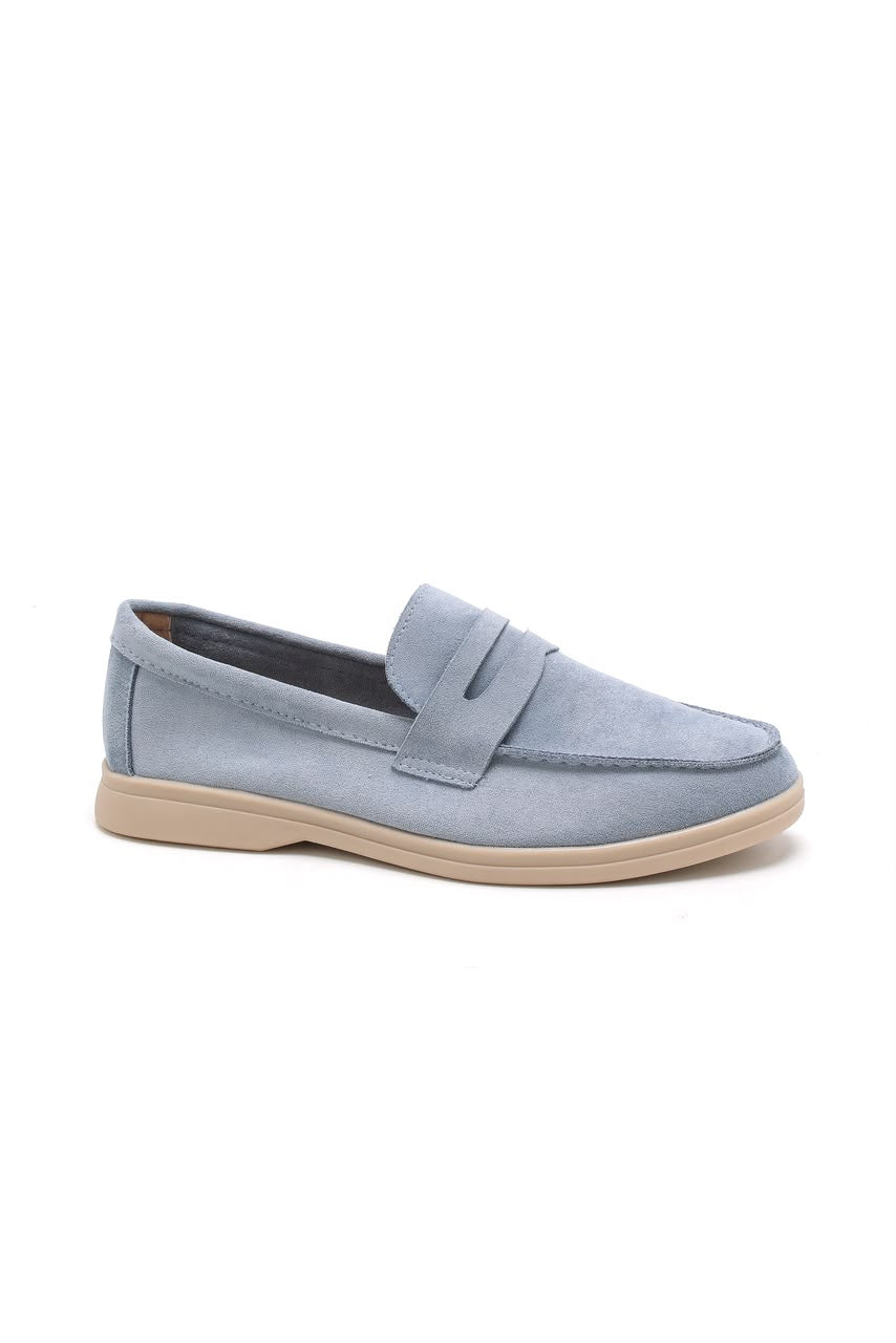 Mocassins classiques bleus à petit talon pour femme — livraison Dakar, Sénégal