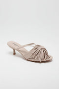Mules à franges beiges à talon 4 cm pour femme — livraison Dakar, Sénégal