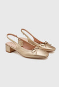 Ballerines slingback dorées à talon bloc 4 cm — livraison Dakar, Sénégal
