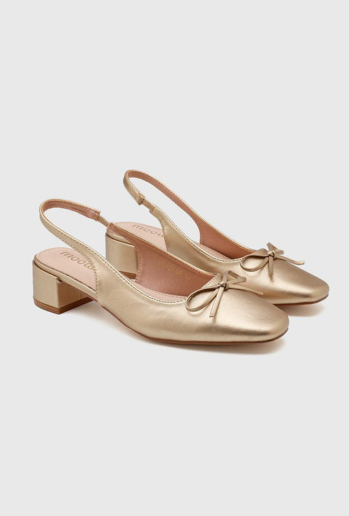 Ballerines slingback dorées à talon bloc 4 cm — livraison Dakar, Sénégal