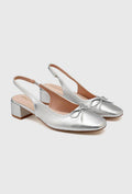 Ballerines slingback argentées à talon bloc 4 cm — livraison Dakar, Sénégal