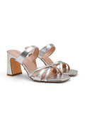 Mules à brides croisées argentées à talon 7 cm — livraison Dakar, Sénégal