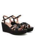 Sandale compensée à brides croisées - Noir — chaussure femme disponible à Dakar, Sénégal