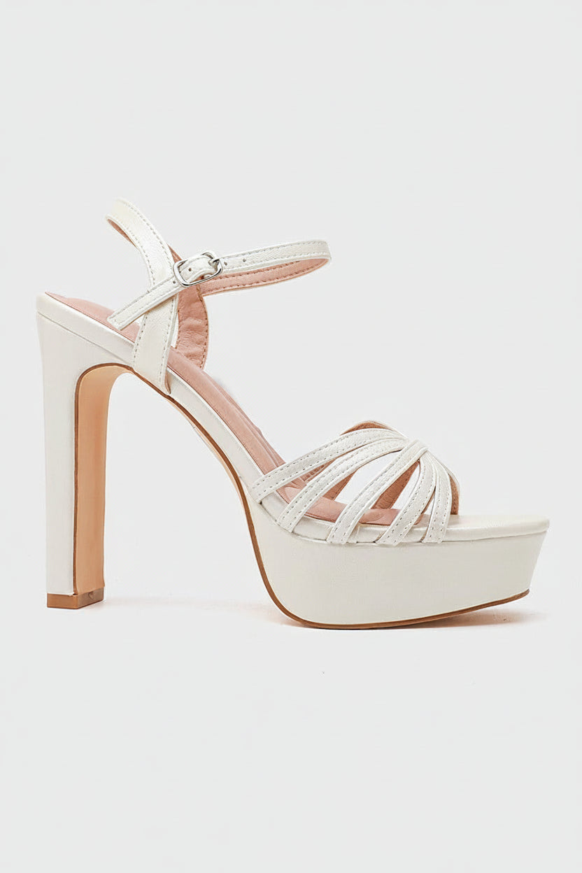 Sandales blanches à talon 11 cm et plateforme pour femme – Maison de Mode