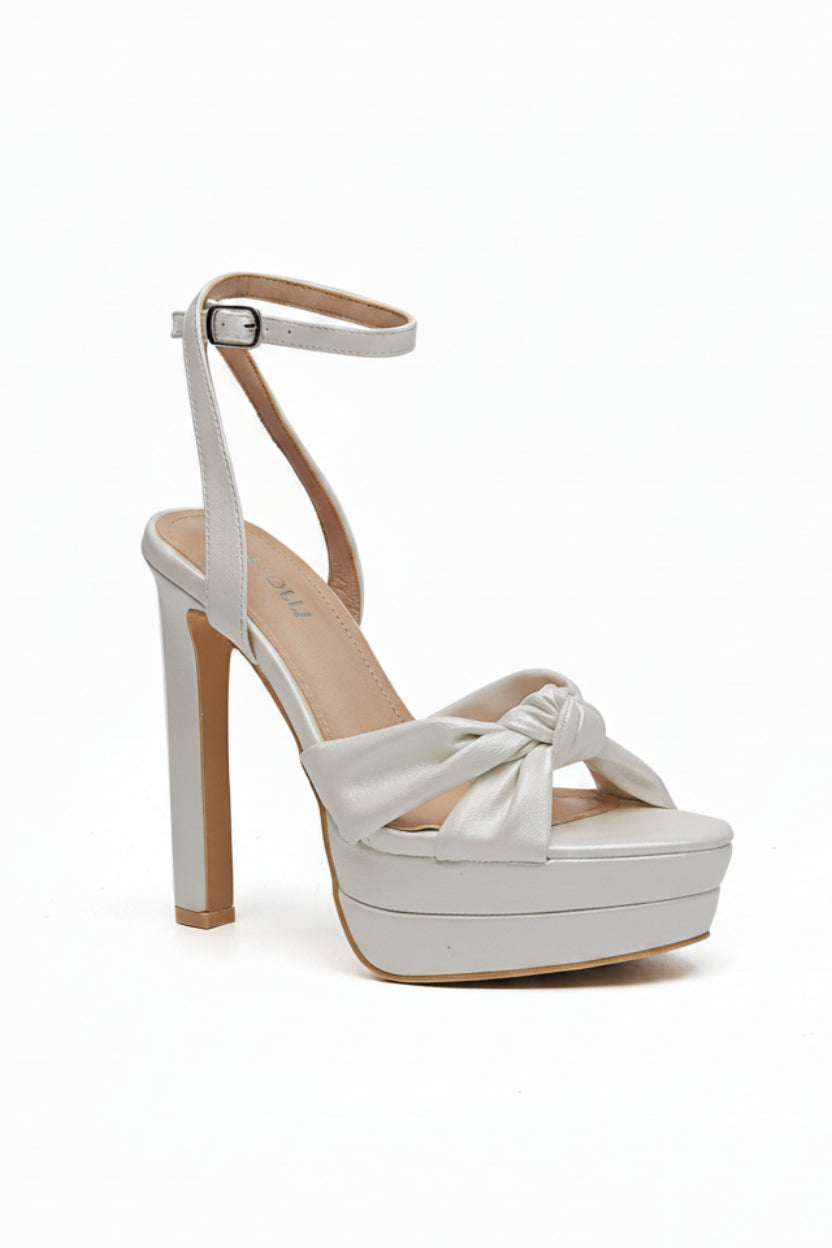 Sandales de soirée blanches à talon 12 cm et plateforme – Maison de Mode